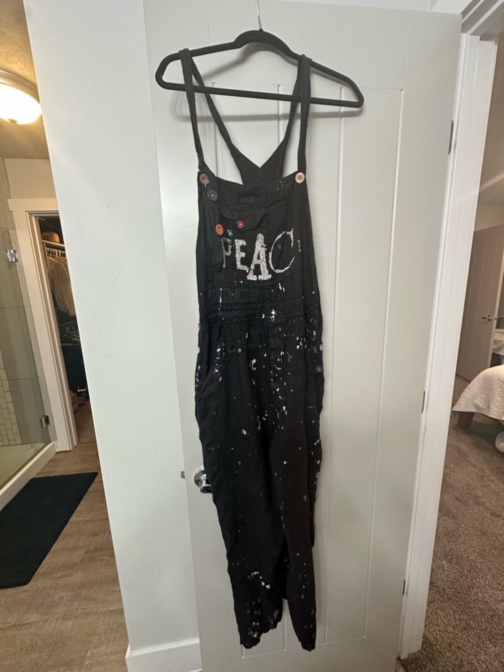 NWT Magnolia Pearl Black Peace  Paint-Splatter Overalls - Picture 6 of 13